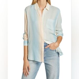Rails Linen Blend Shirt Small Charli Sunset Gradient Button Up Casual Pocket